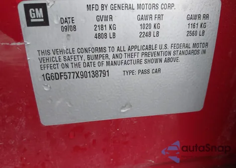 2009 Cadillac Cts Standard from USA, damaged, VIN 1G6DF577X90138791
